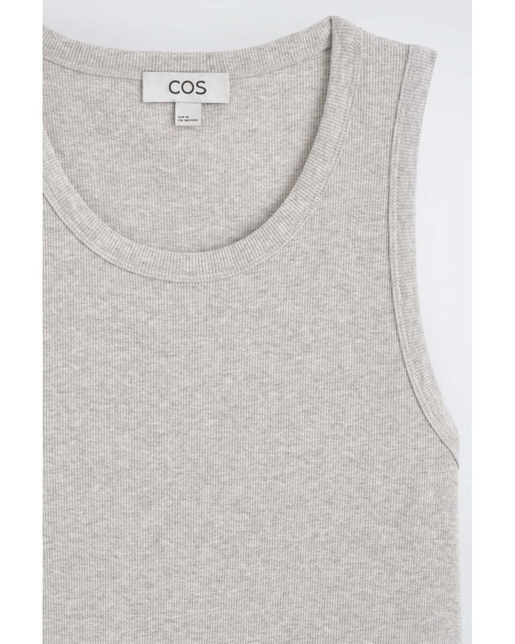 COS Gray Slim Ribbed Cotton Tank Top for men