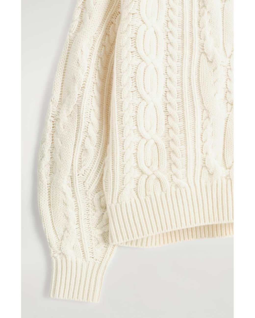 COS Natural Cable-Knit Wool-Cashmere Sweater