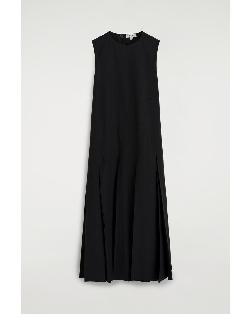 COS Black Pleated Cotton-Linen Maxi Dress