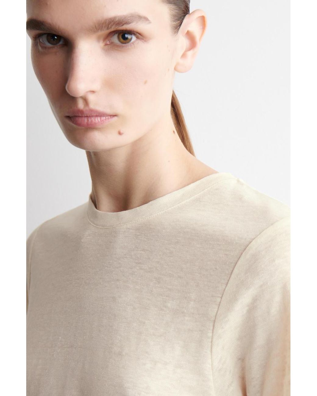 COS Natural Crew-Neck Linen T-Shirt