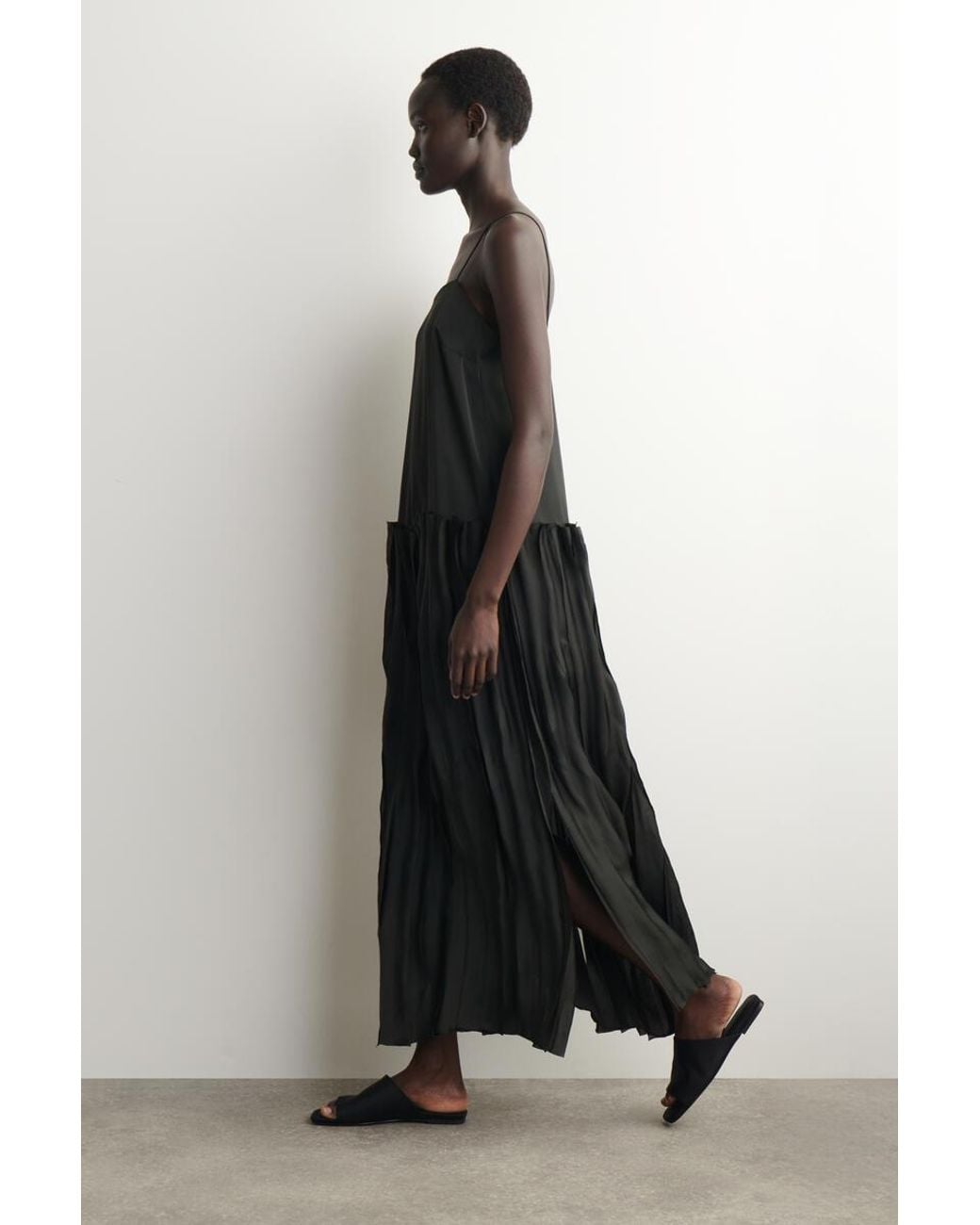 COS Black Appliquéd Panelled Midi Dress