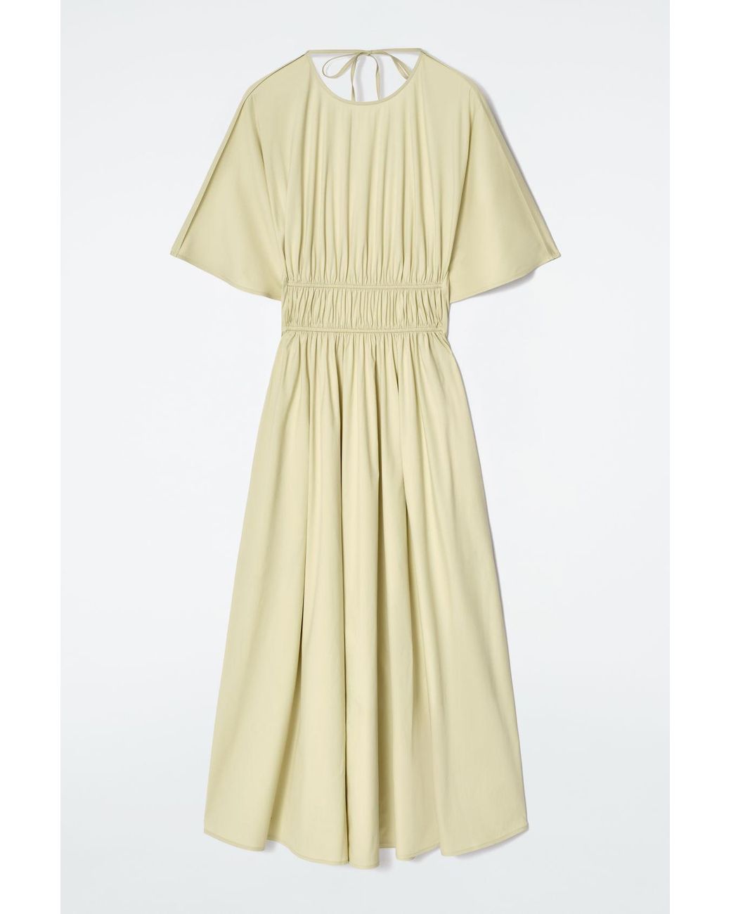 COS Gathered Open-Back Midi Dress in White | Lyst