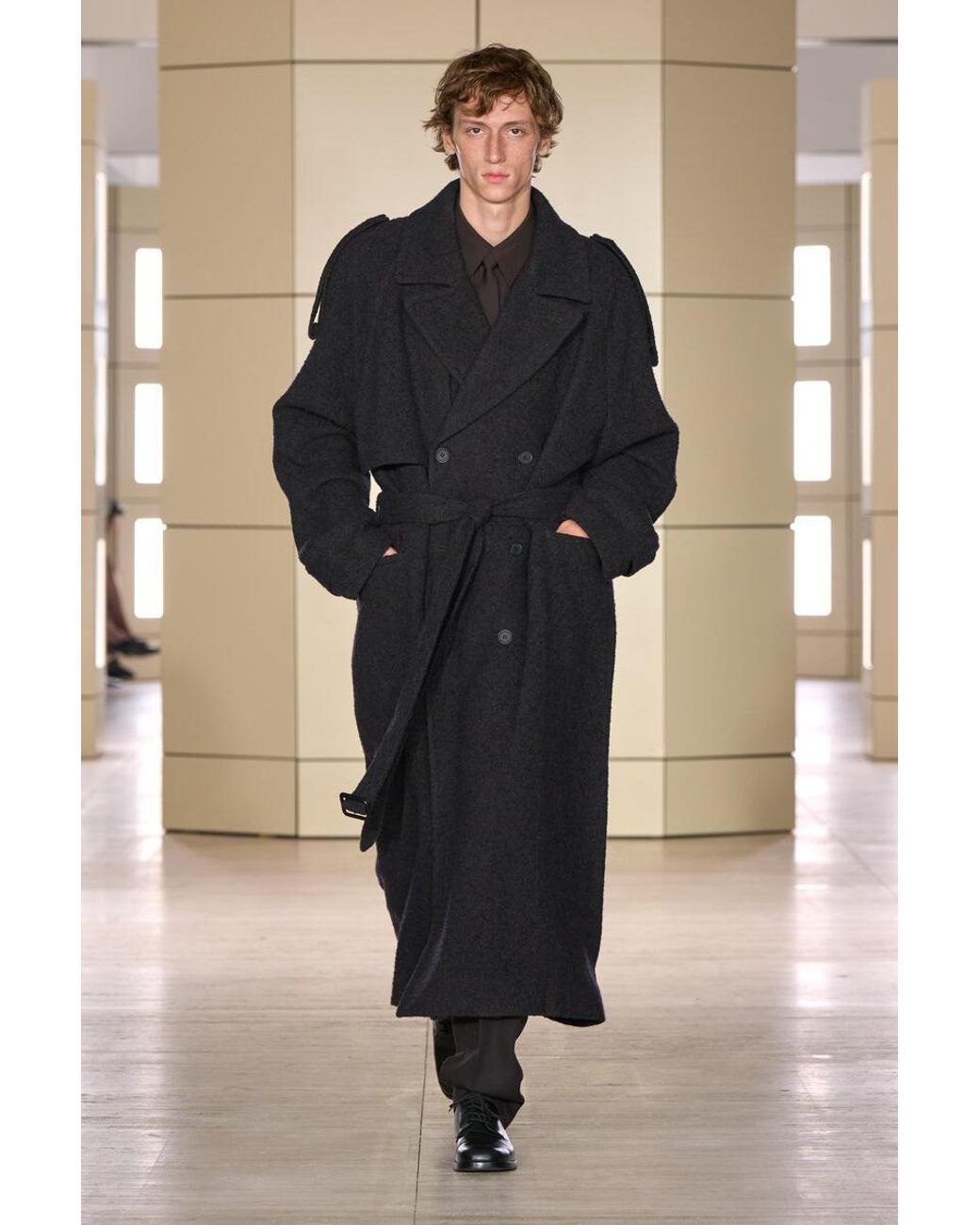COS Blue Double-Faced Wool-Blend Herringbone Coat for men