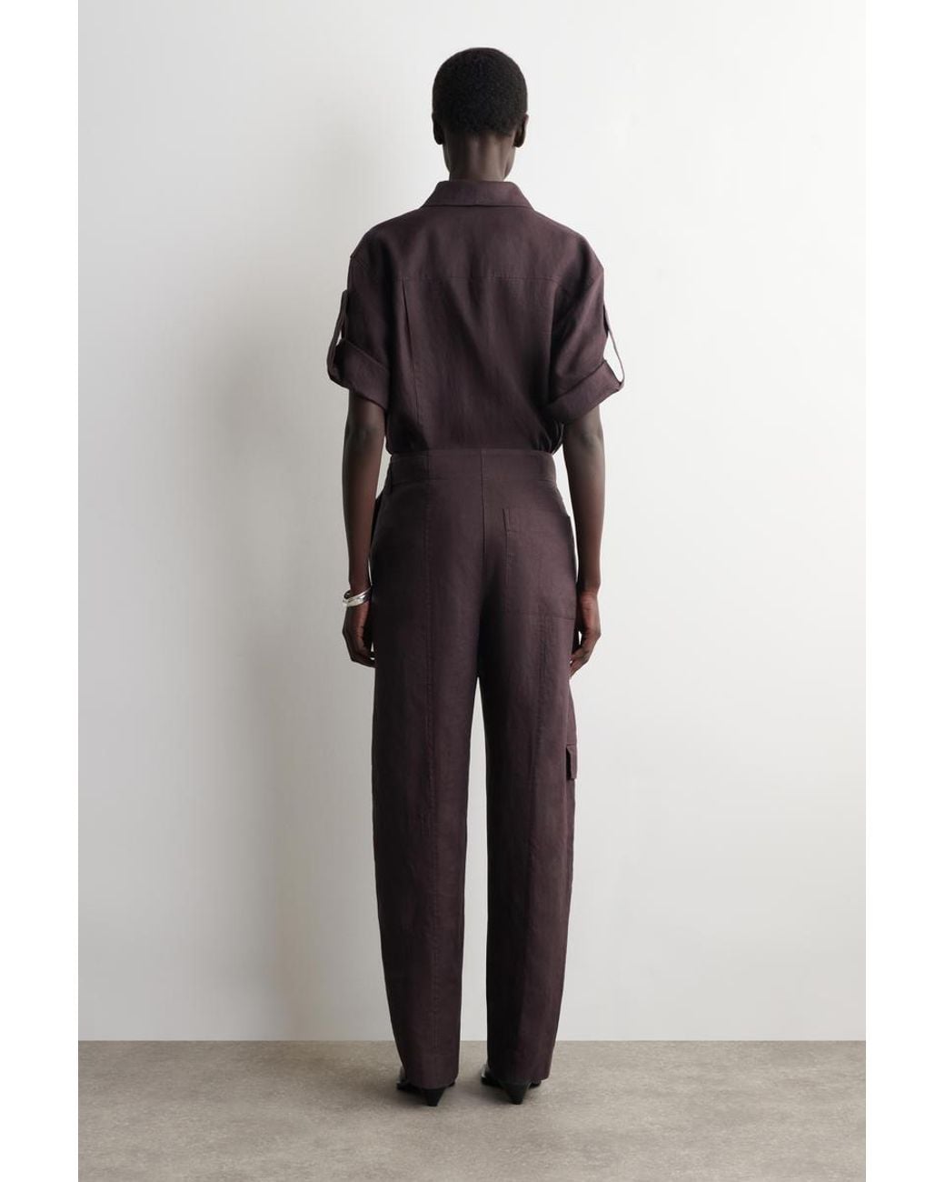 COS Red Belted Linen Barrel-Leg Pants