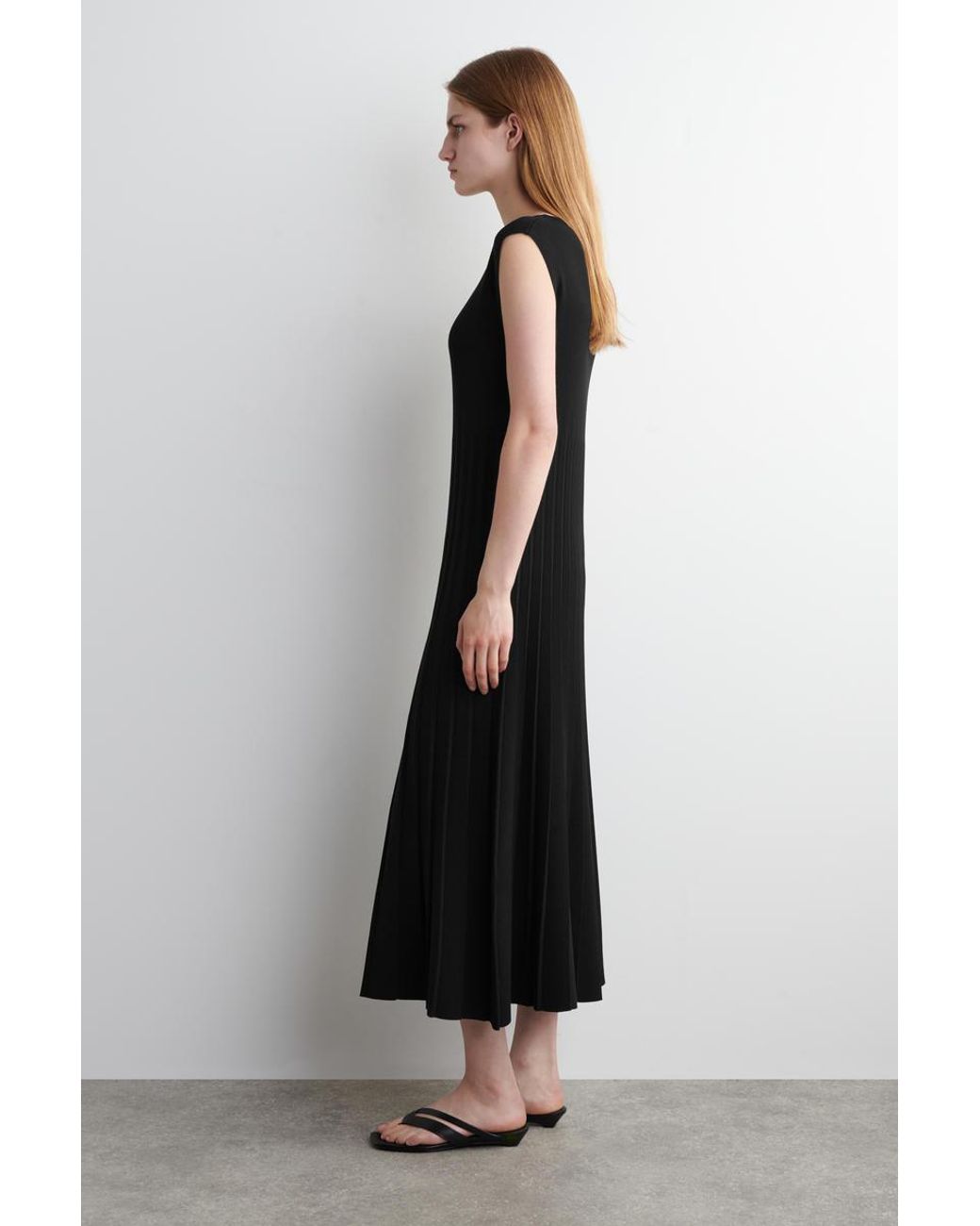 COS Black Knitted Pleated Maxi Dress