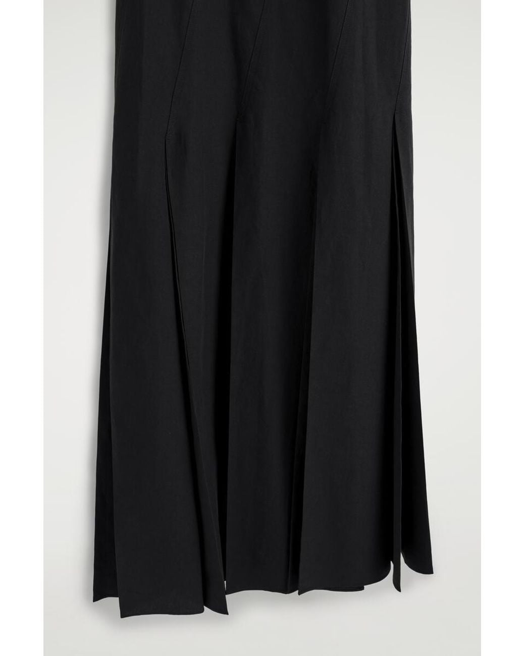 COS Black Pleated Cotton-Linen Maxi Dress