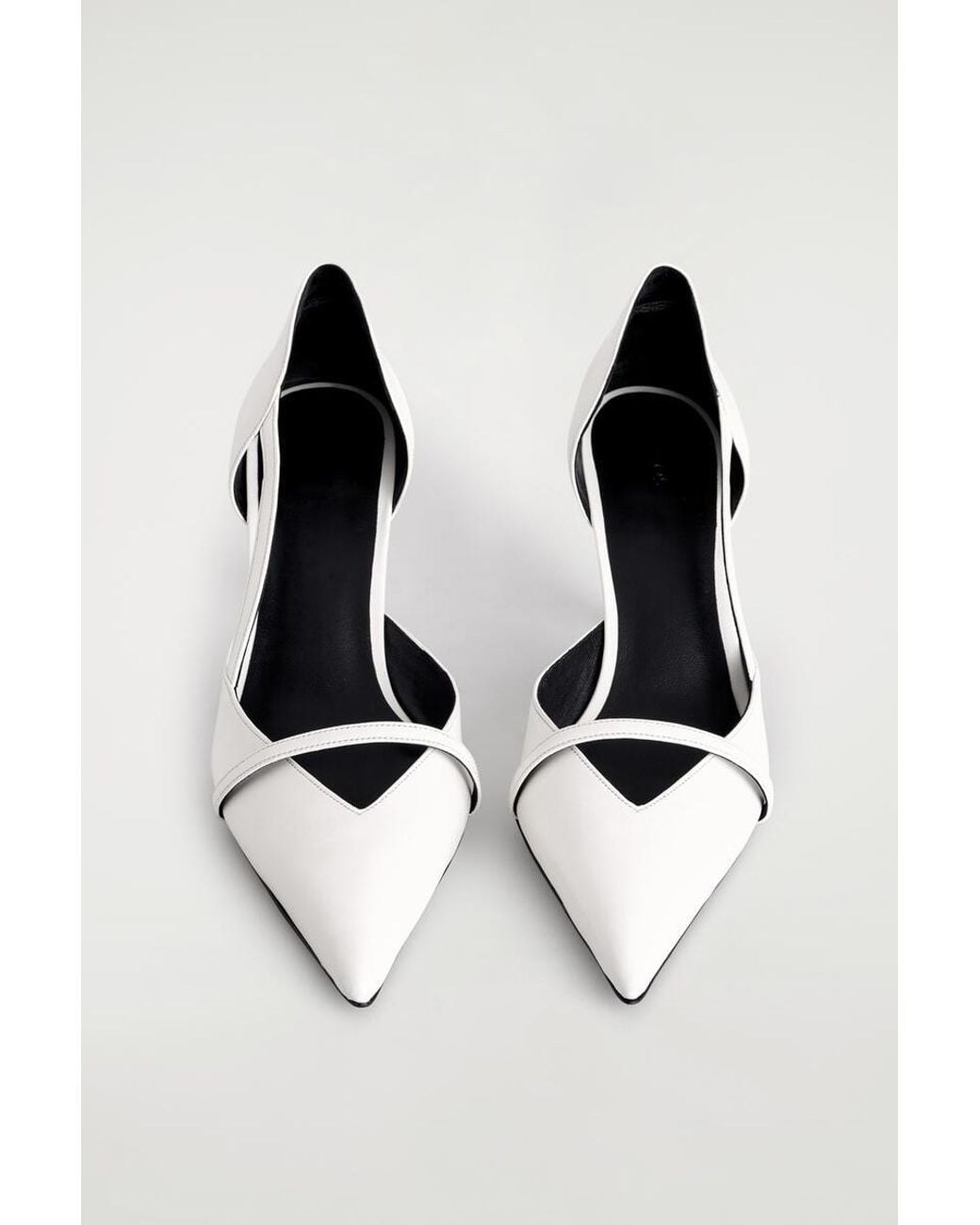 COS White Strap-Detail Leather Pumps