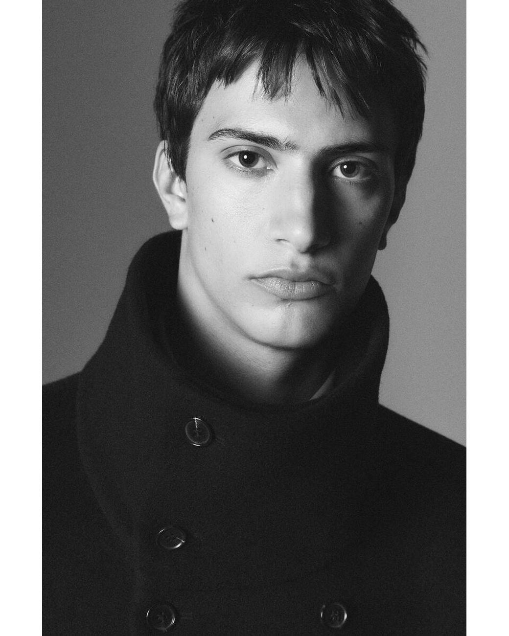 COS Black Tailored Wool Funnel-Neck Coat for men