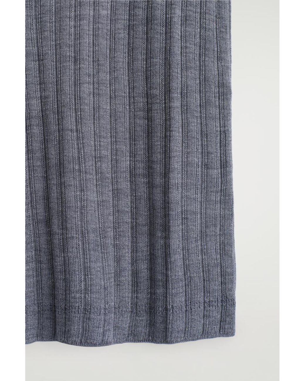 COS Gray Ribbed-Knit Silk T-Shirt