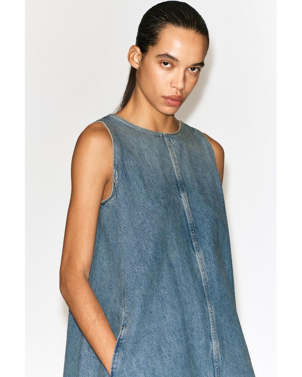 COS Blue Denim A-Line Mini Dress