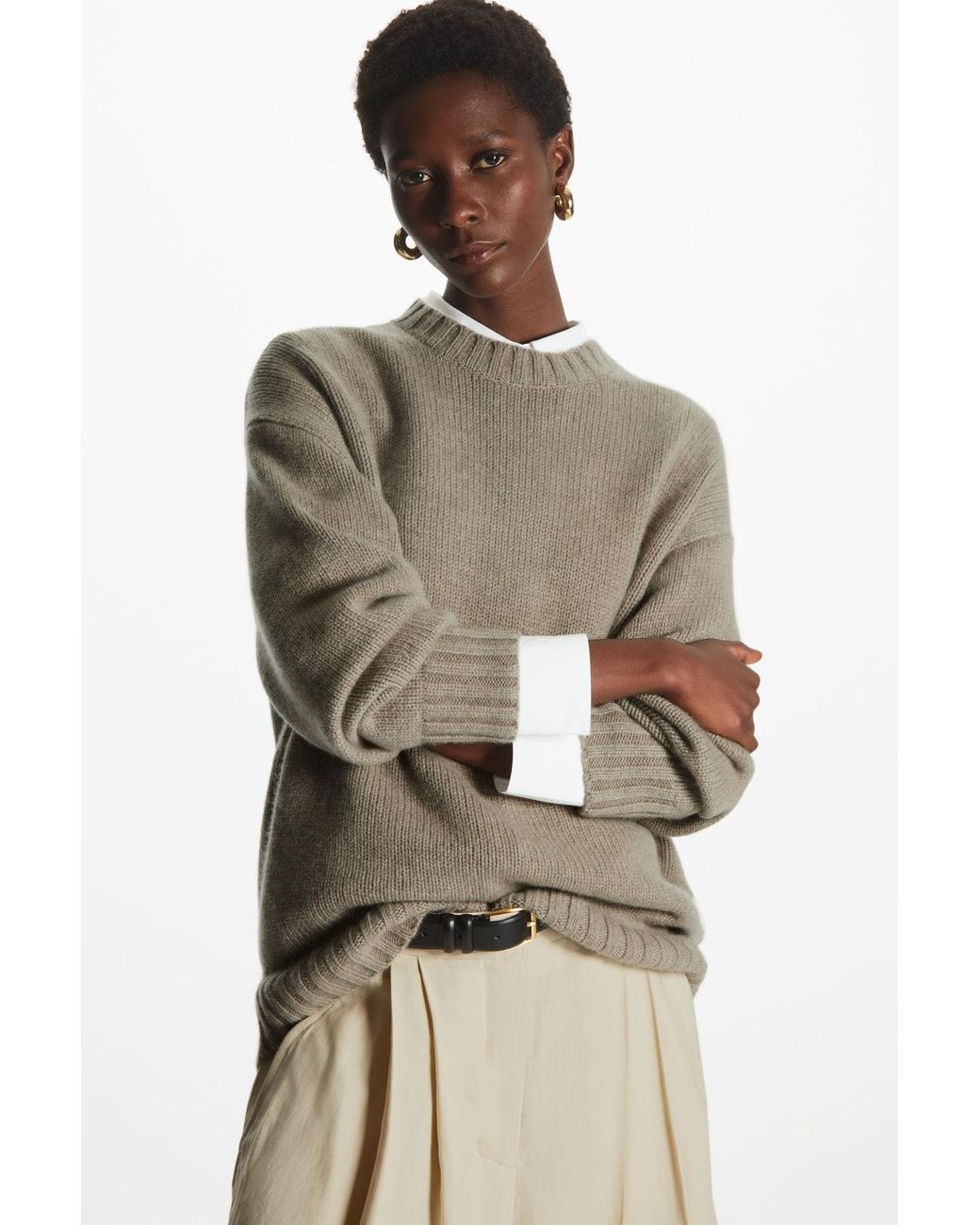 COS Oversized Pure Cashmere Jumper in Natural | Lyst