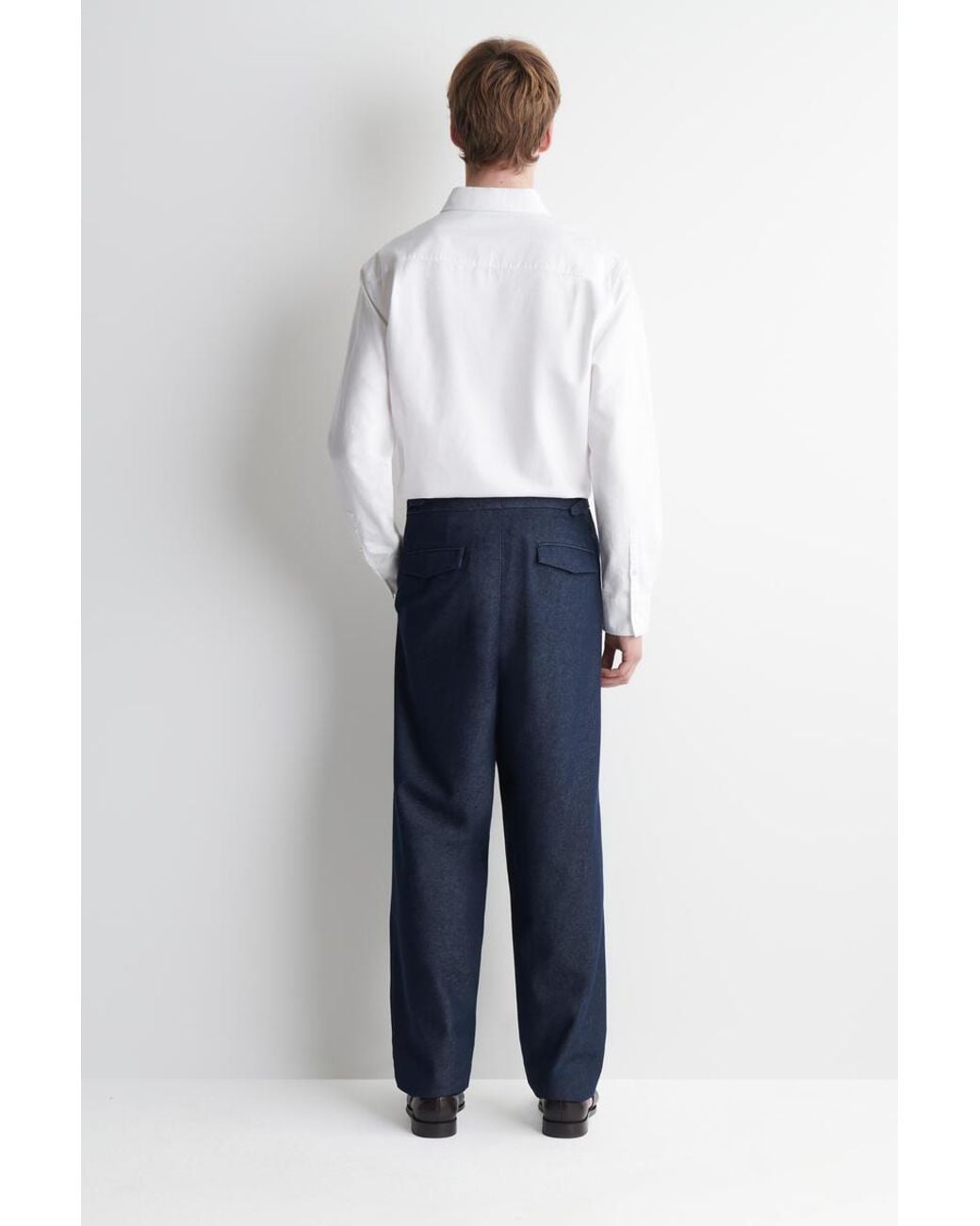 COS Blue Denim-Effect Relaxed-Fit Tapered Pants for men