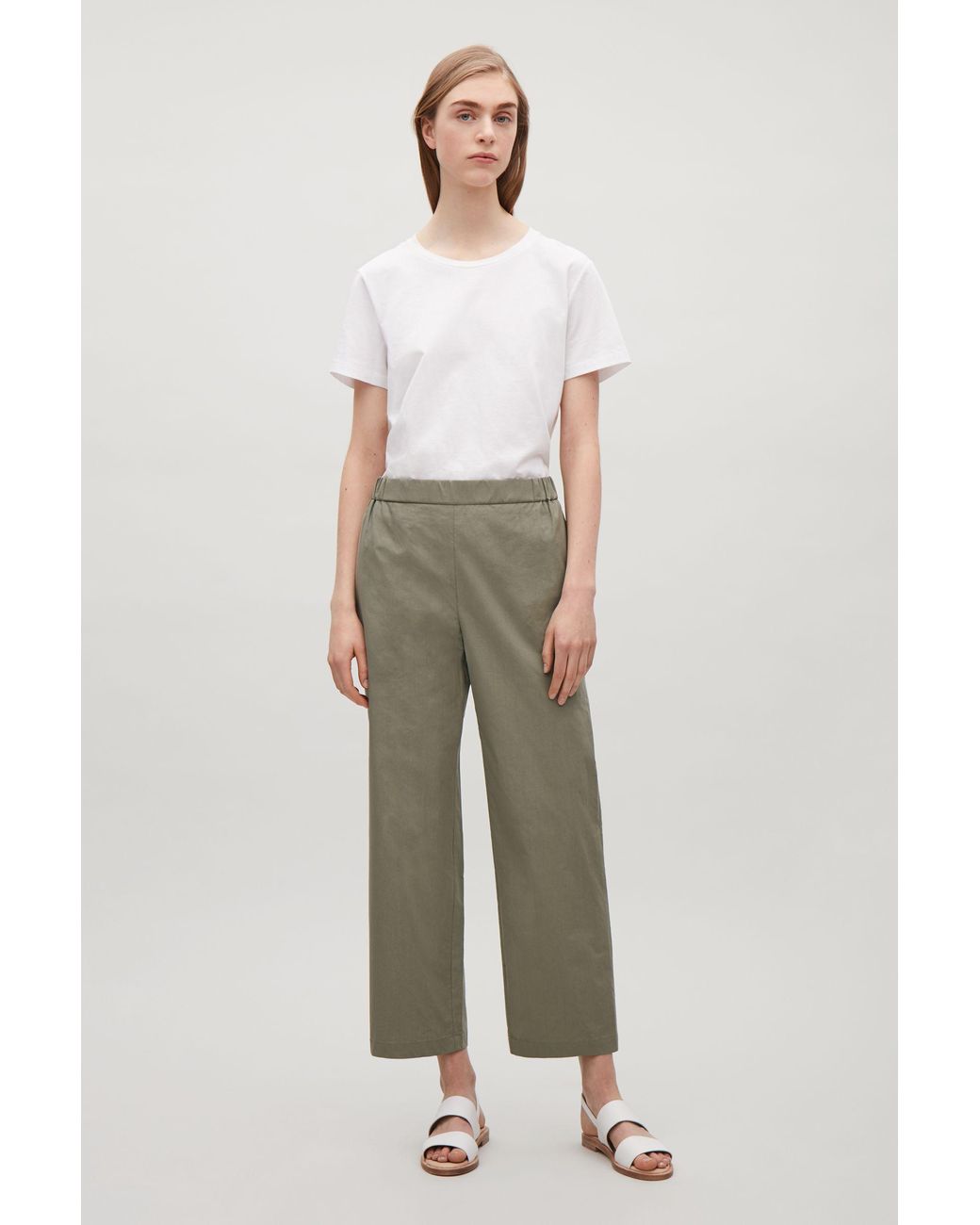 By The Ocean - Cropped Cotton Trousers for Women