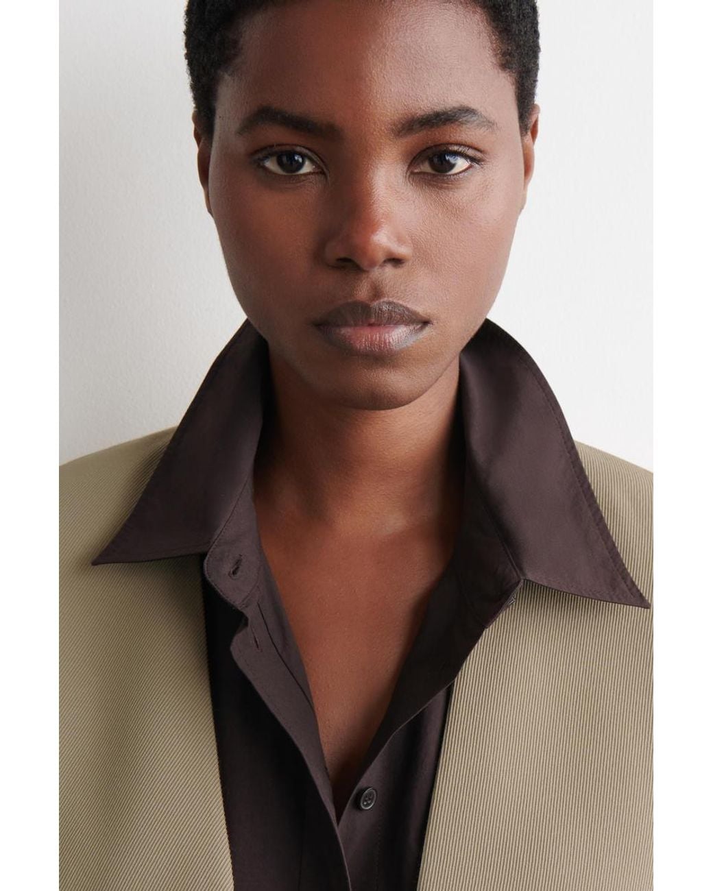 COS Natural Collarless Wool-Twill Blazer