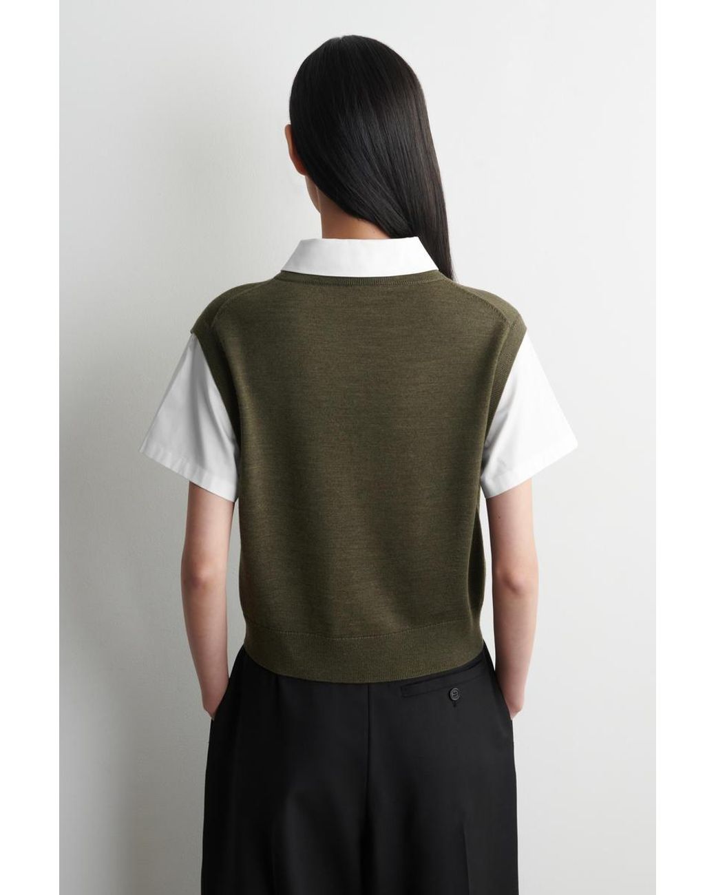 COS Green Layered Merino Wool Sweater Tank