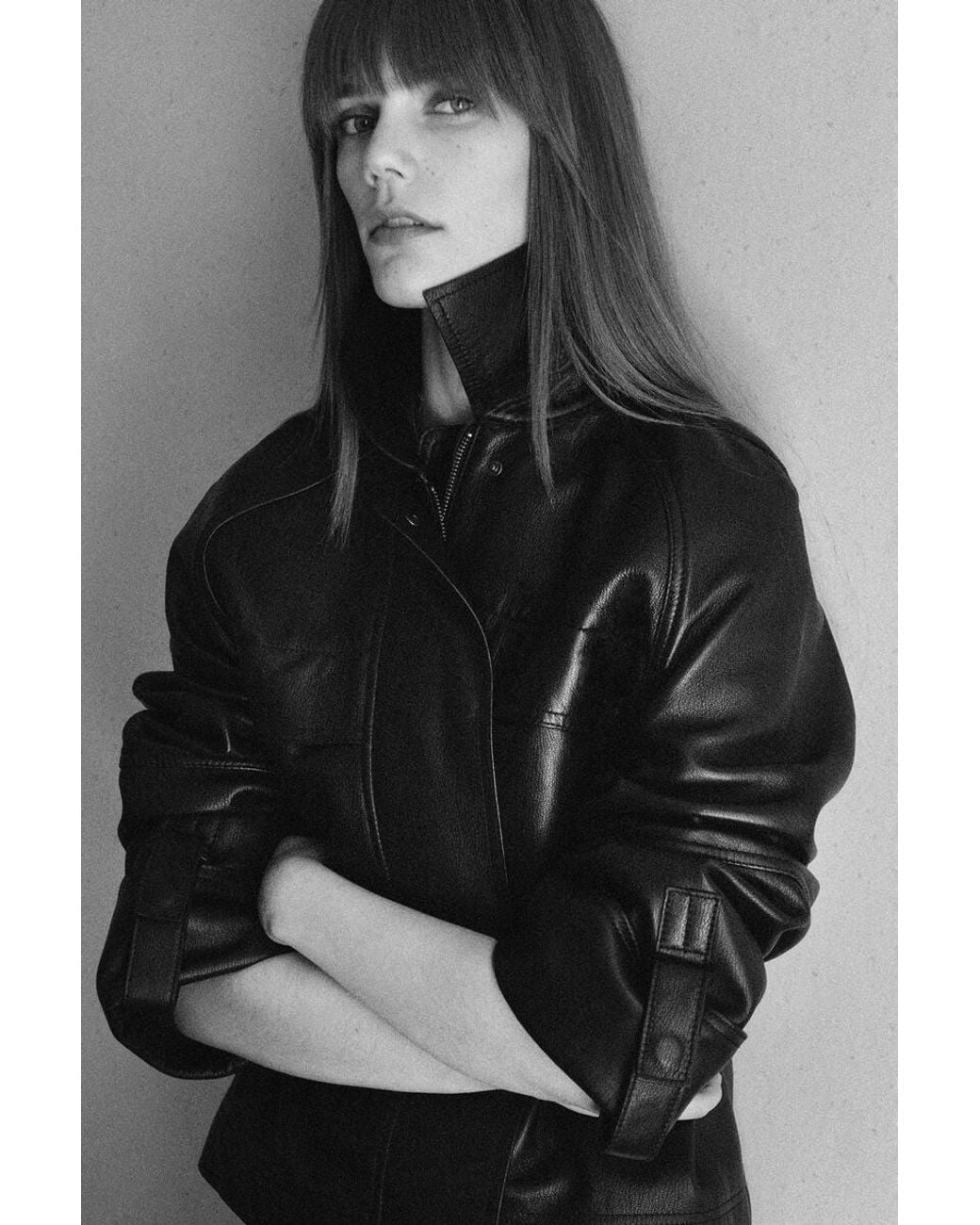 COS Black Leather Workwear Jacket