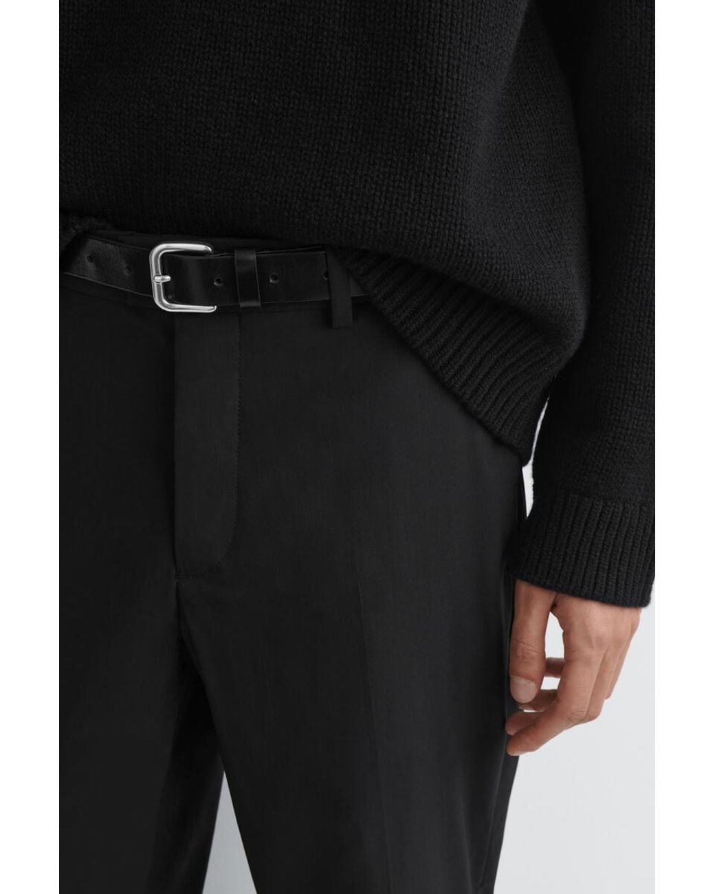 COS Black Wool-Blend Slim-Fit Straight-Leg Trousers for men