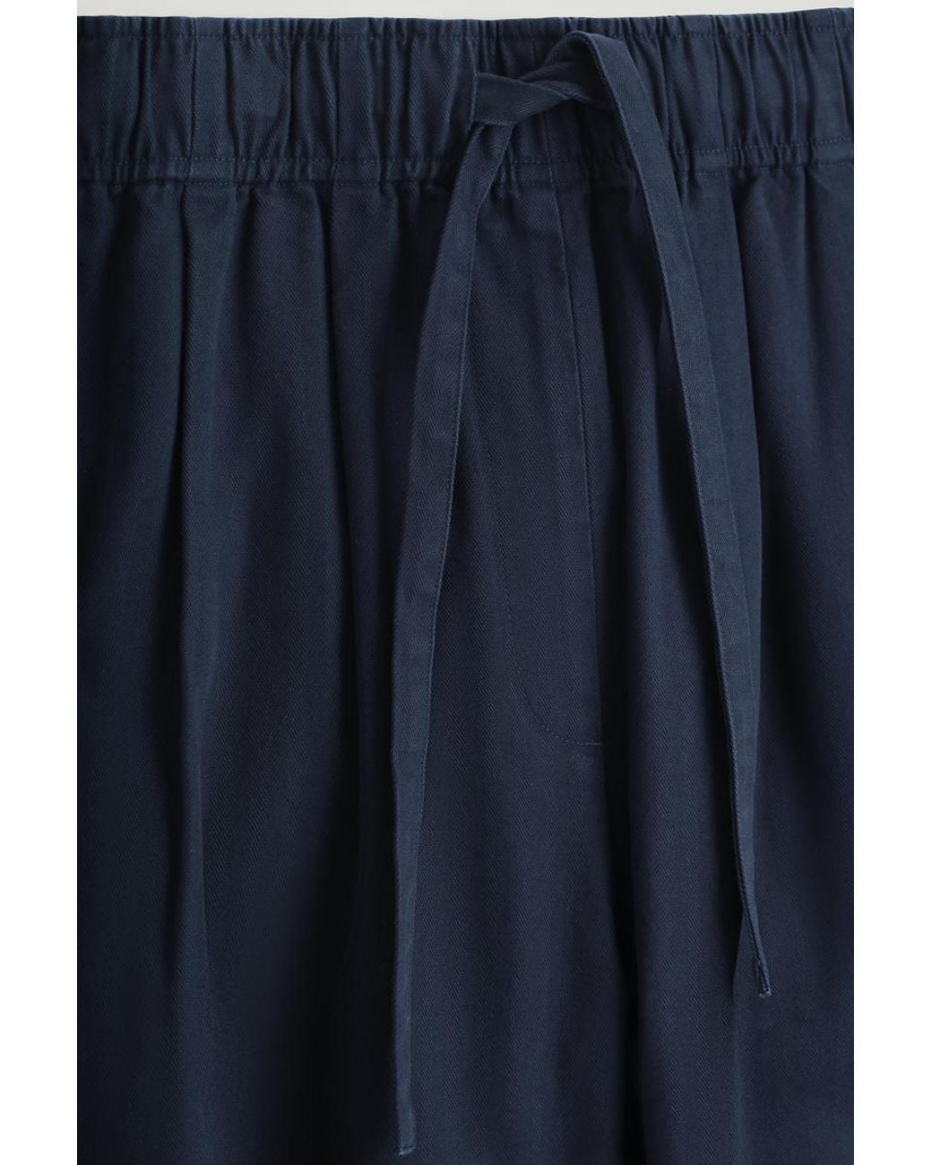 COS Blue Cotton Tapered Drawstring Pants