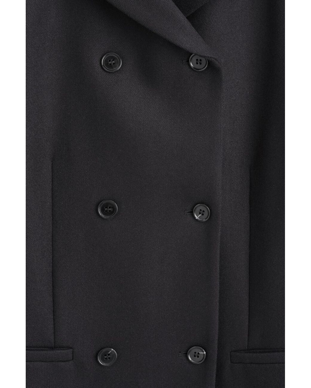COS Black Tailored Wool-Twill Long Coat