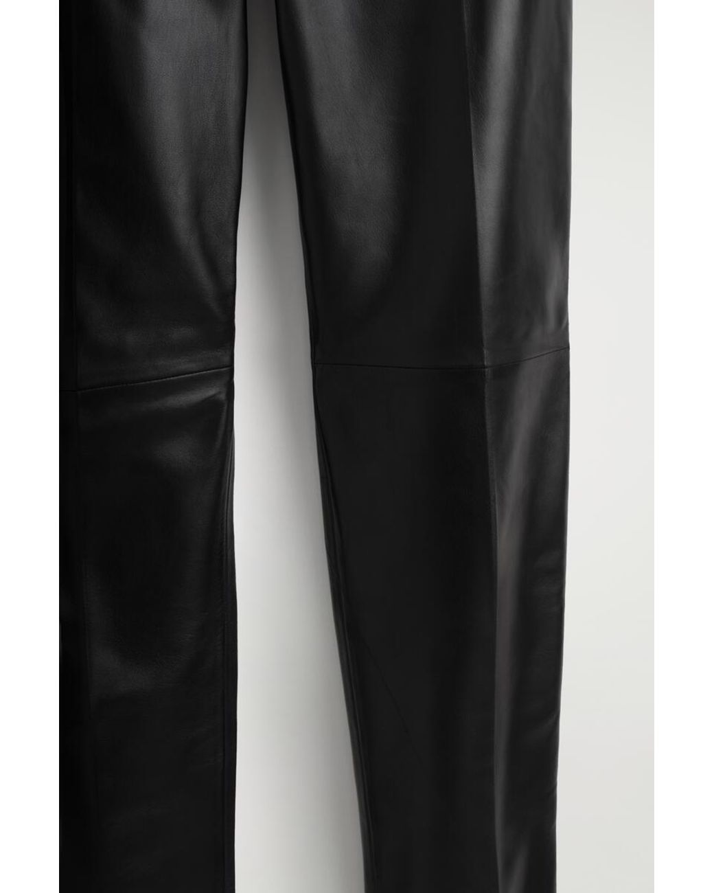 COS Black Leather Straight-Leg Pants