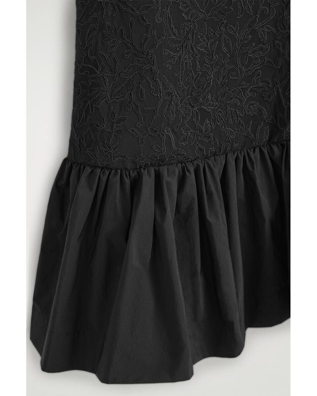 COS Black Embroidered Mesh Dropped-Waist Midi Dress