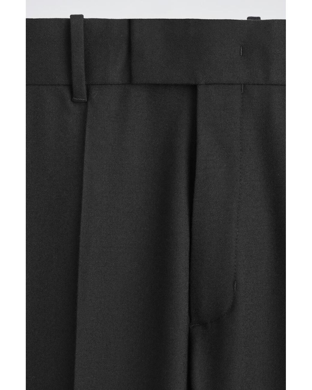 COS Black Wool Regular-Fit Tapered Trousers for men