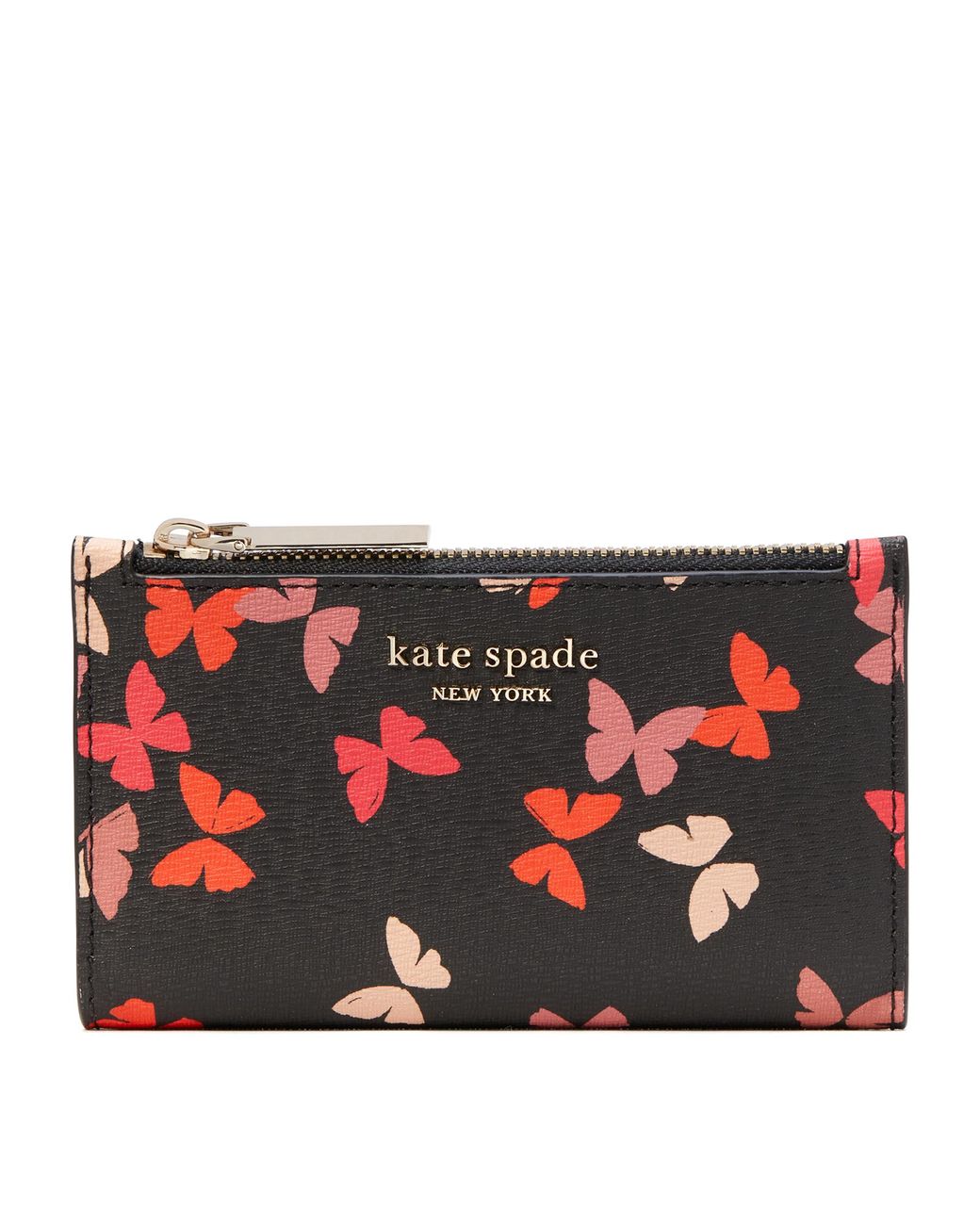 Kate Spade Spencer Butterfly Cluster Printed Pvc Small Slim Bifold Wallet  Purse in Red | Lyst