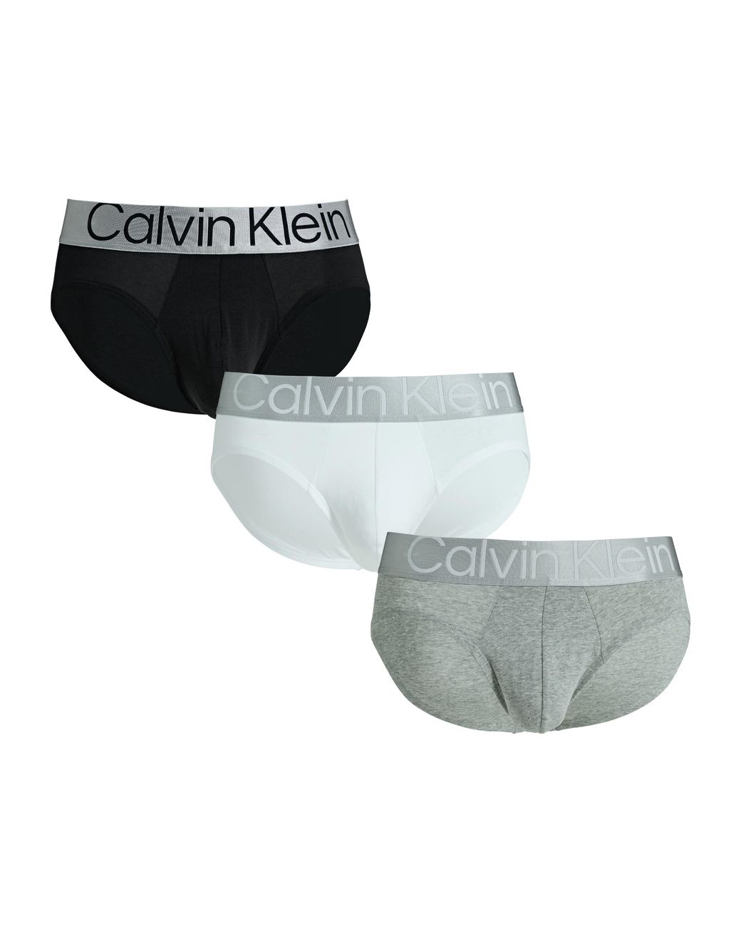 Calvin Klein Steel Cotton Hip Brief 3 Pack Brief in Gray for Men | Lyst