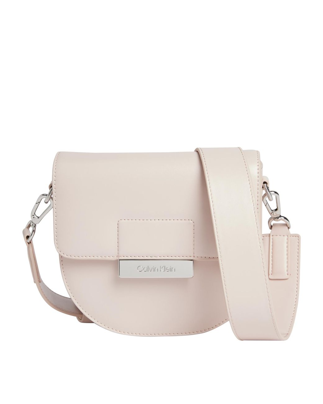 Calvin Klein Ck Core Saddle Bag Sm Handbag in Natural | Lyst