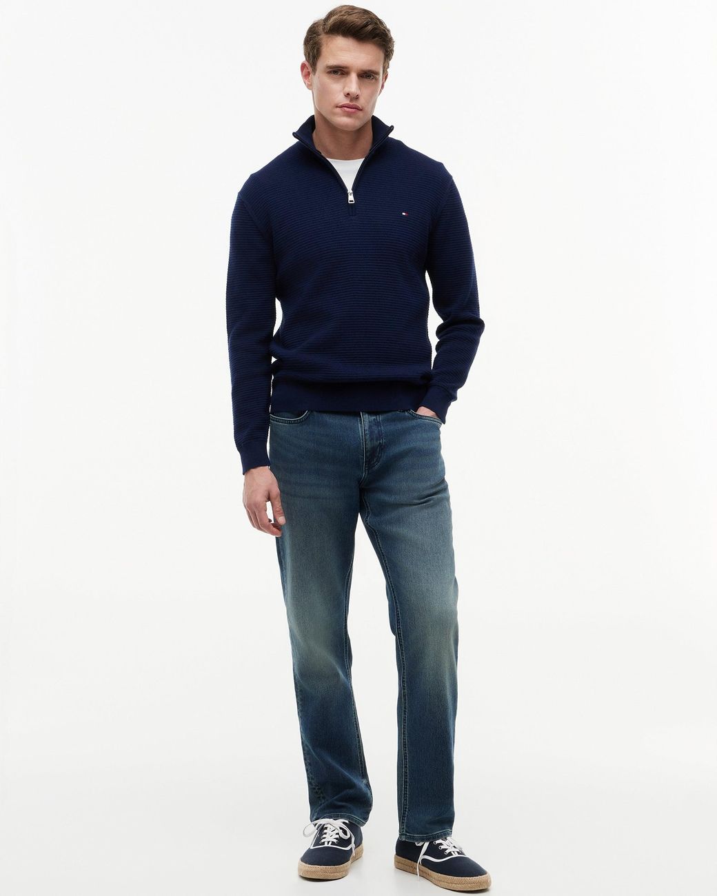 Tommy Hilfiger Blue Seasonal Structure 1/4 Zip Mock Neck Sweatshirt for men