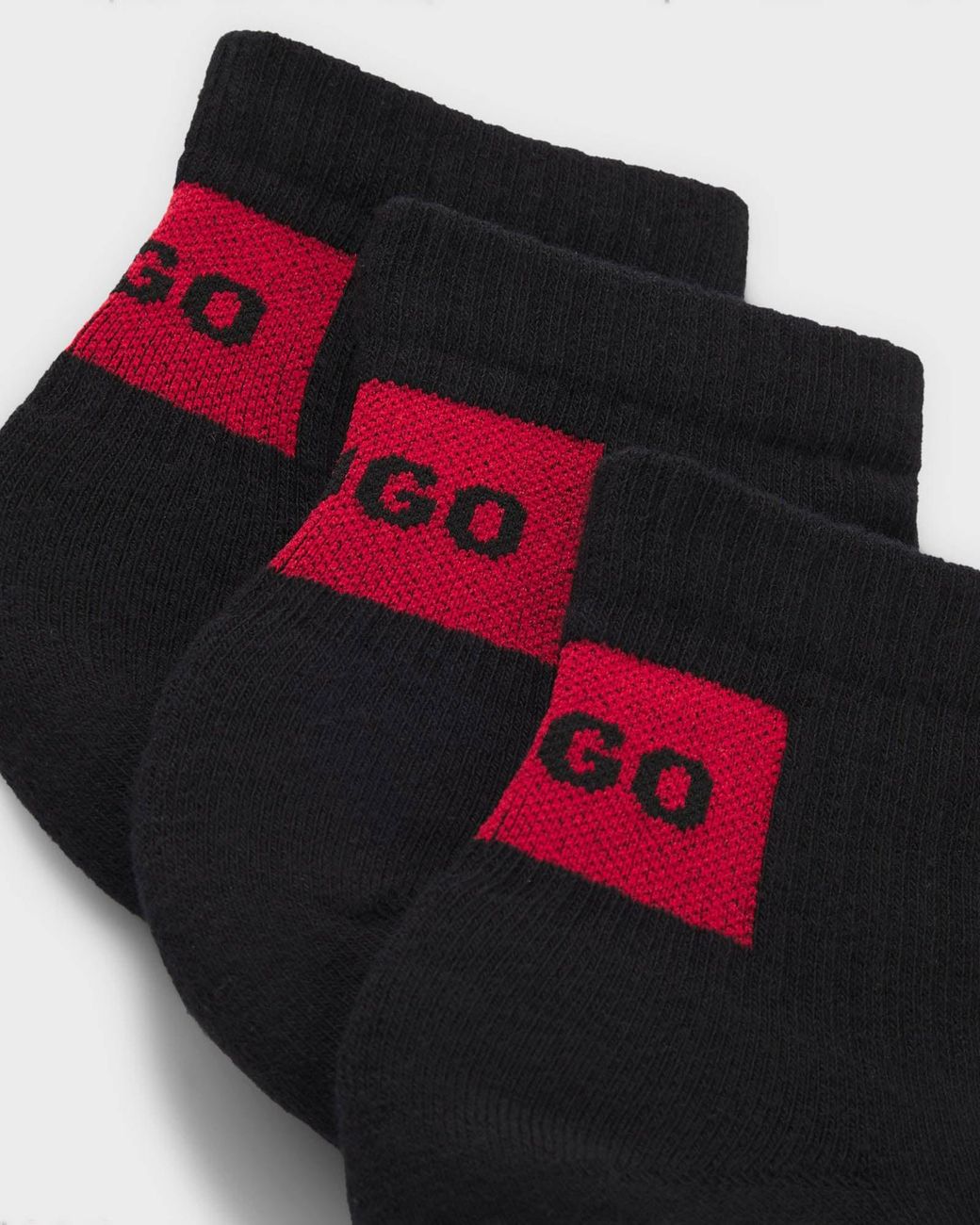 HUGO Black Three-Pack Ankle Socks With Logo Labels for men