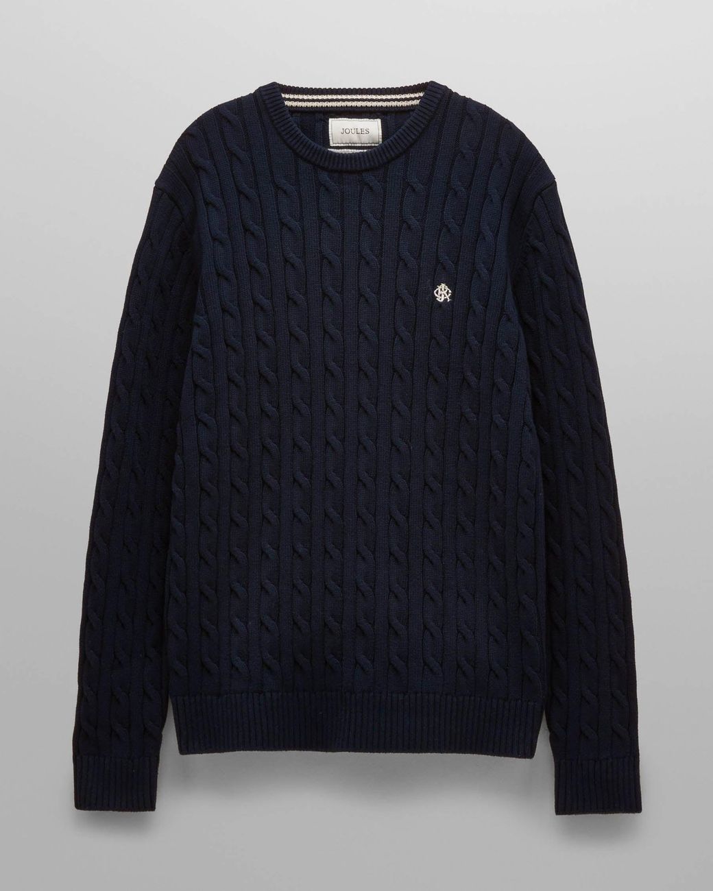 Joules Blue Cable Knit Crew Neck Jumper for men