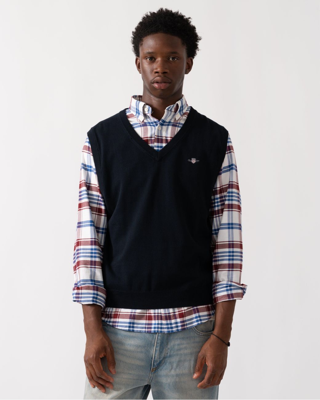Gant Black Classic Cotton Knit Vest for men