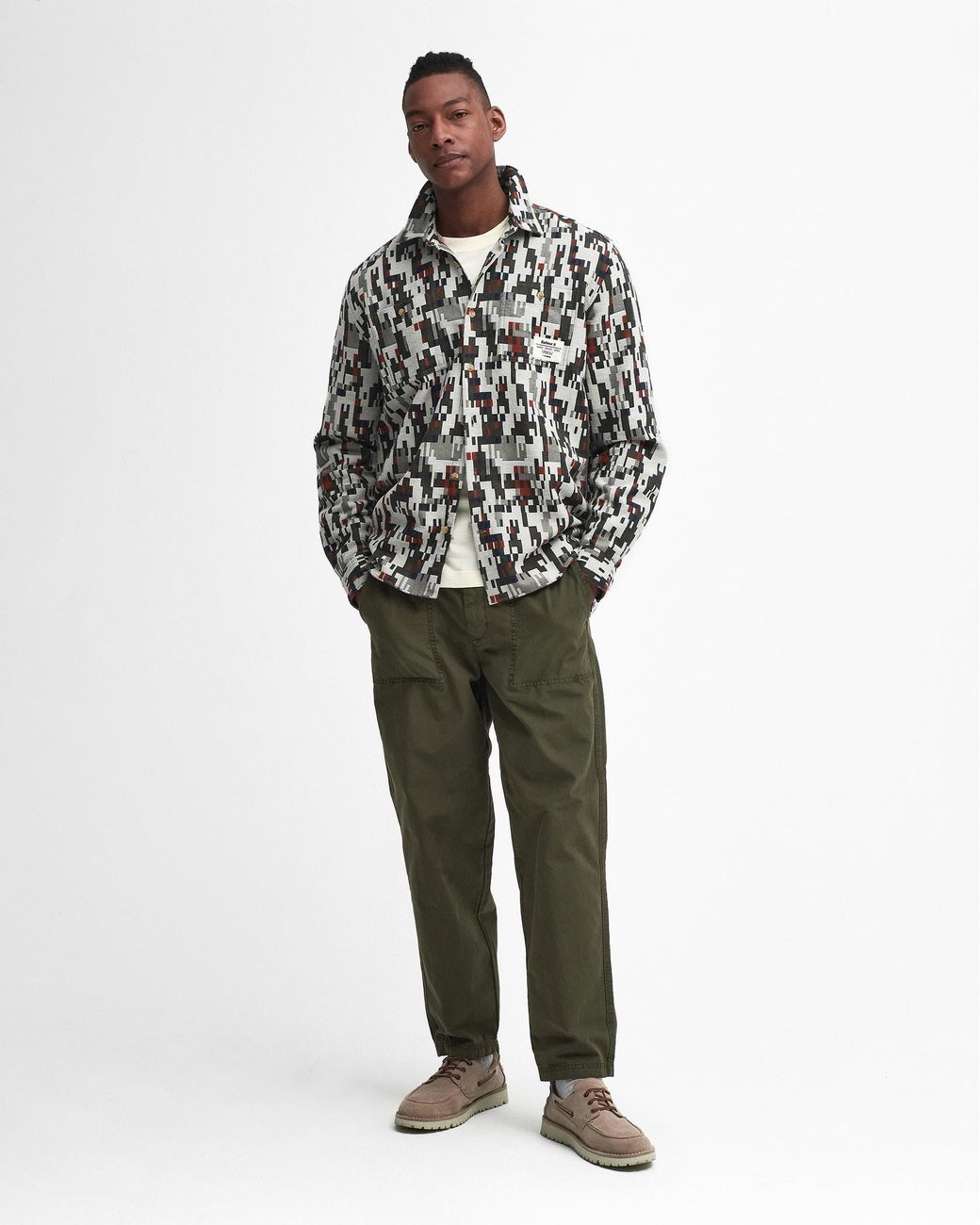 Barbour Metallic Coalbrook Relaxed Long Sleeve Jacquard Shirt Size: L for men