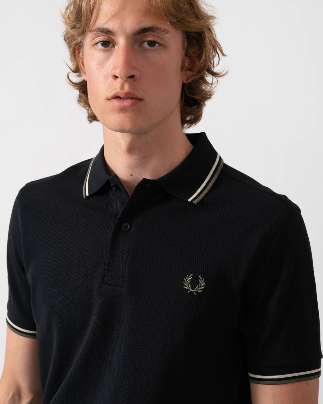Fred Perry Black Twin Tipped Signature Polo Shirt for men