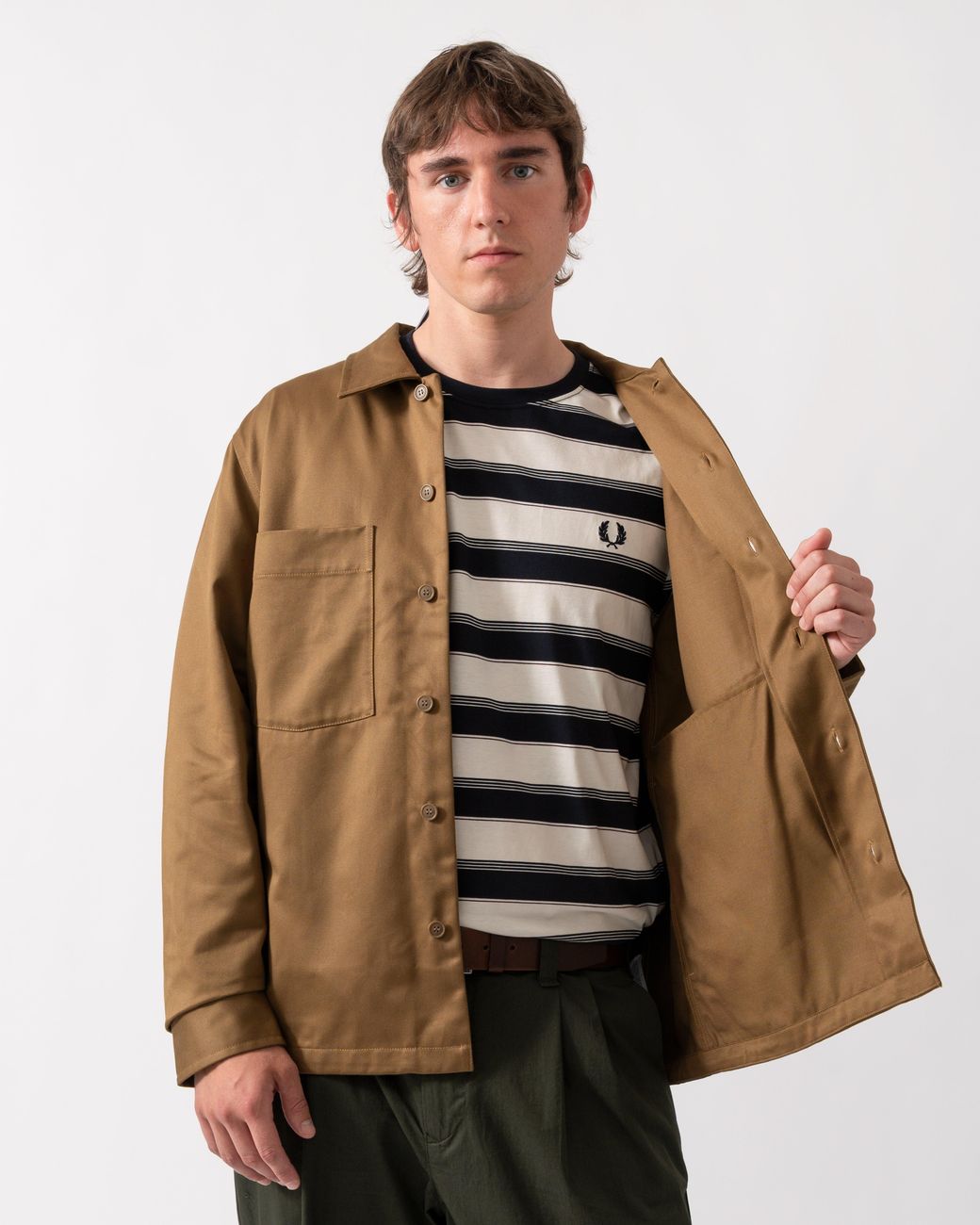Fred Perry Brown Twill Overshirt for men