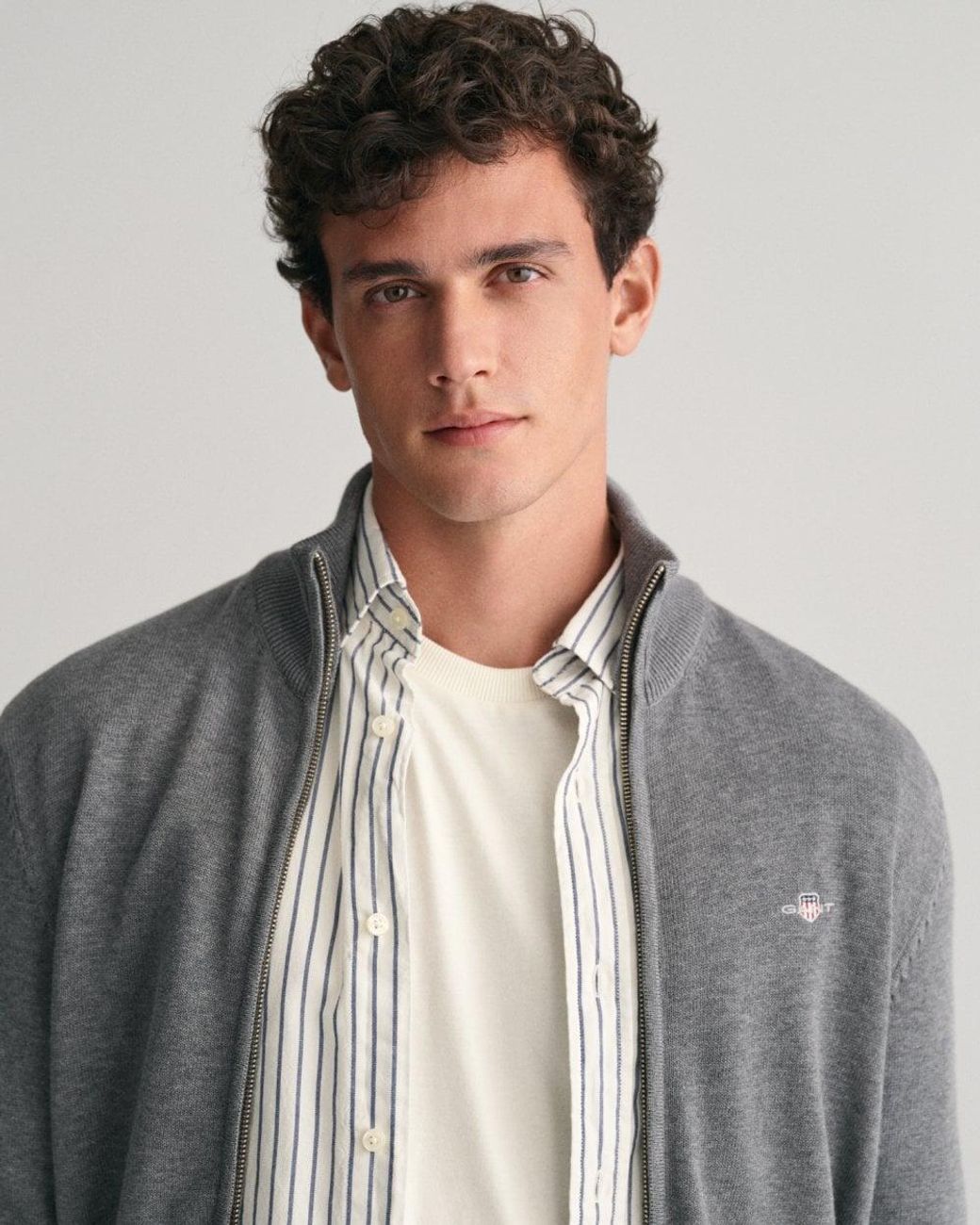 Gant Gray Casual Cotton Zip Cardigan for men