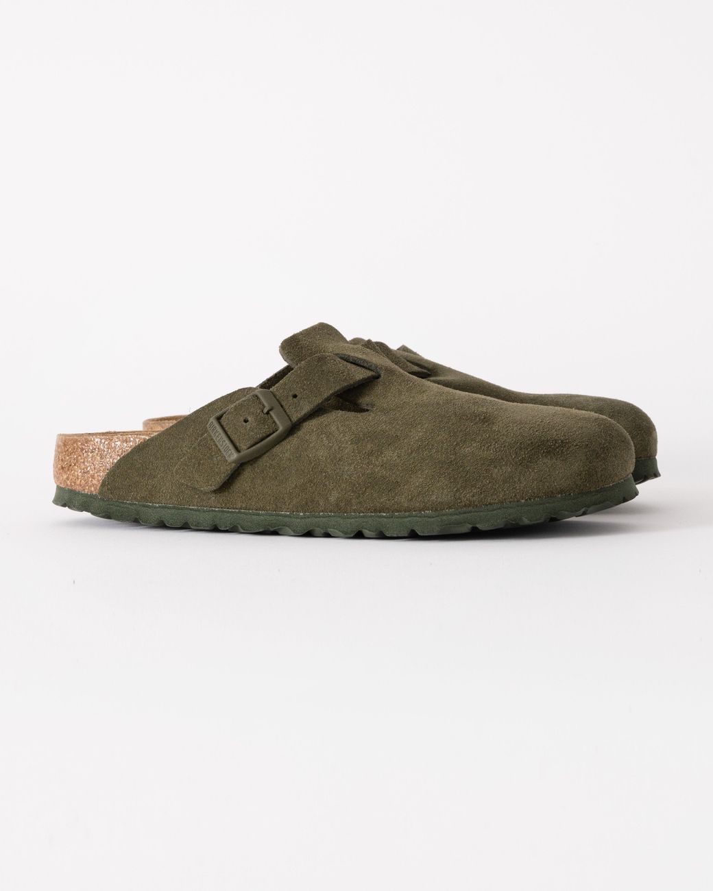 Birkenstock Green Boston Suede Leather Clogs