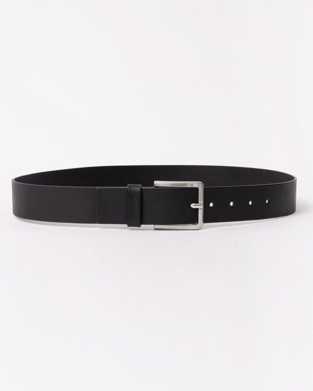 HUGO Black Gionios Grainy Embossed-leather Belt With Brushed Metal Hardware Nos for men