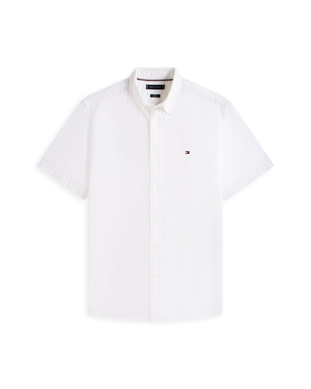 Tommy Hilfiger White Core Flex Poplin Solid Short Sleeve Shirt for men