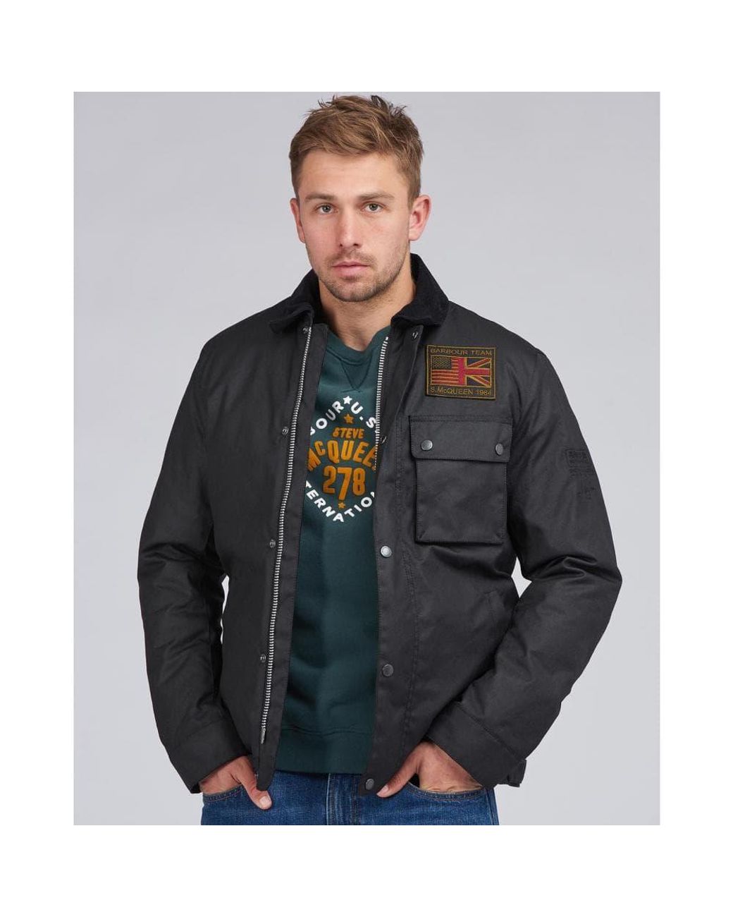 Barbour Gray Workers Wax Jacket , Size: M for men