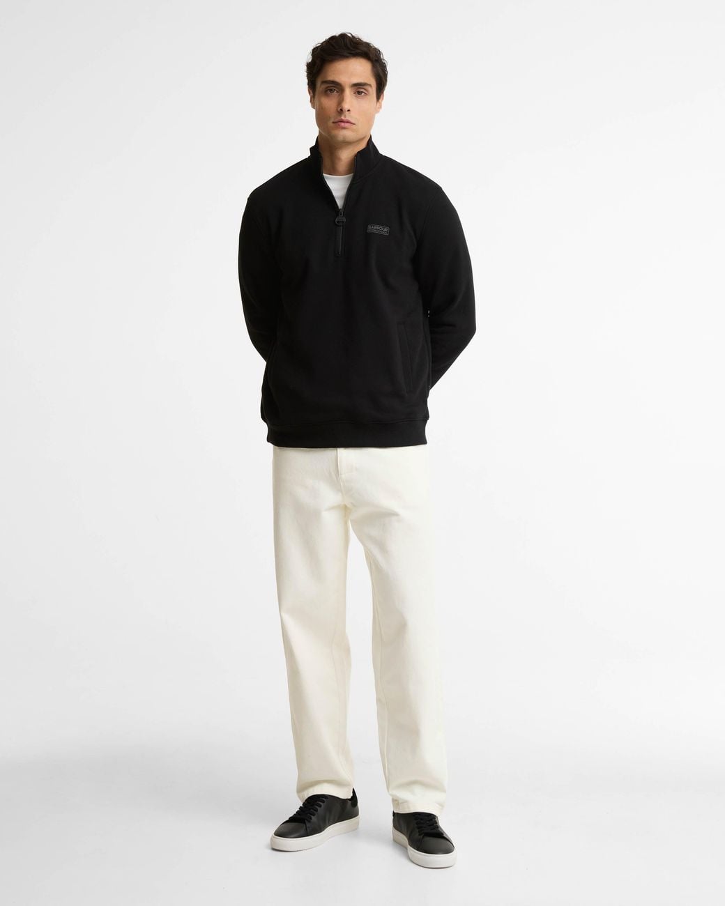 Barbour Black Essential Half Zip Sweatshirt for men
