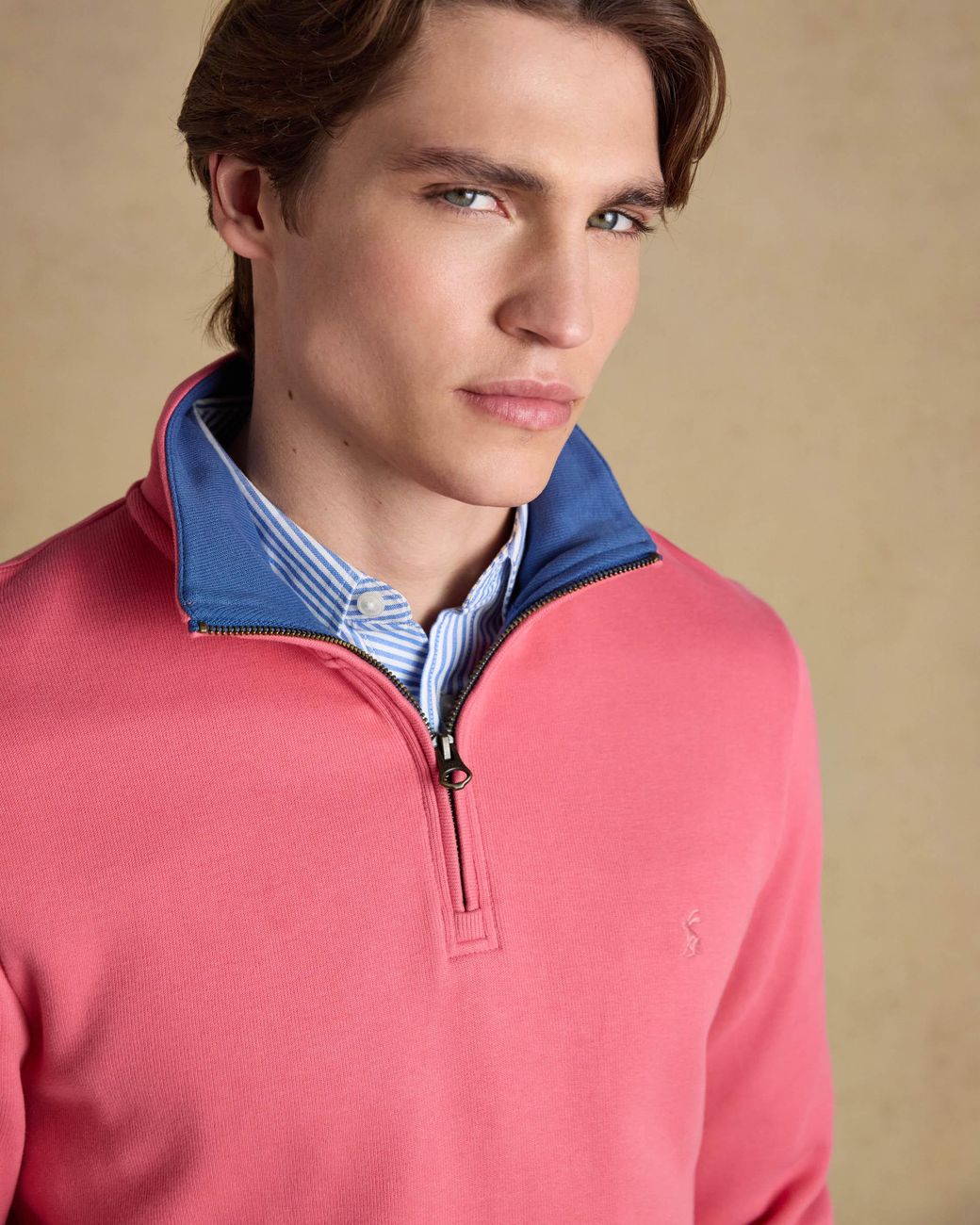 Joules Pink Alistair 1/4 Zip Sweatshirt for men