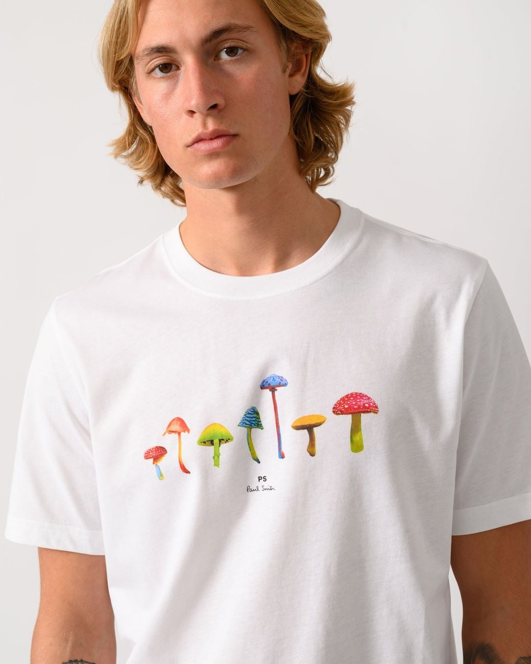 Paul Smith White Ps Regular Fit Mushrooms Graphic T-Shirt for men