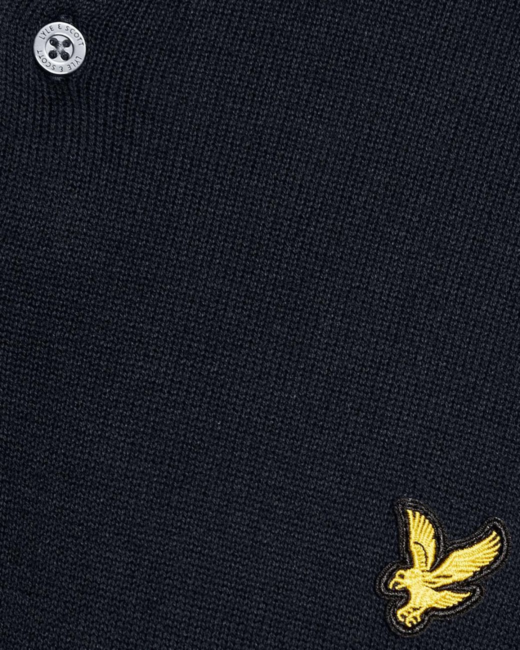 Lyle & Scott Black Cotton Knitted Polo Shirt for men