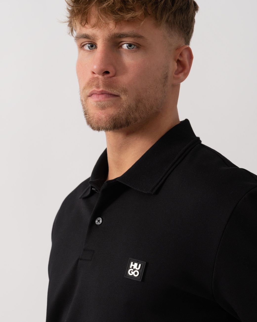 HUGO Black Dinote Long Sleeve Polo Shirt for men