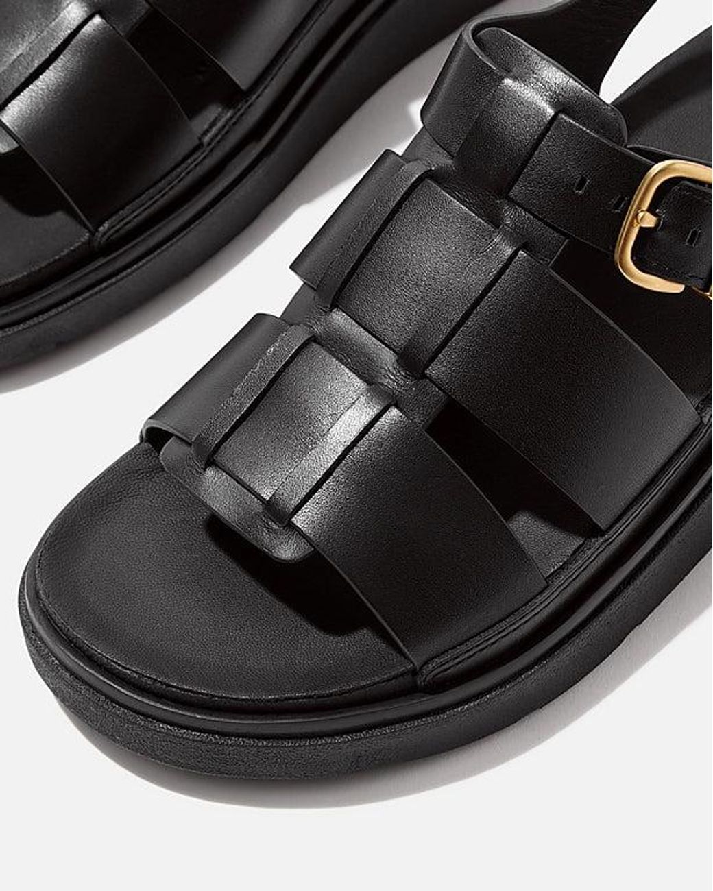Fitflop Black Gen-Ff Leather Fisherman Sandals