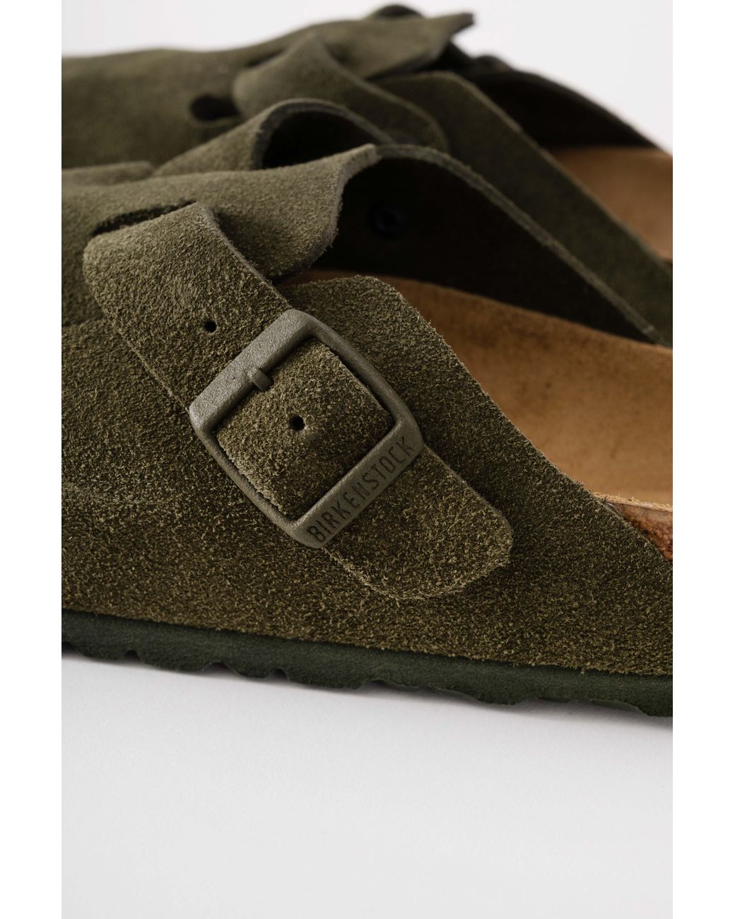 Birkenstock Green Boston Suede Leather Clogs