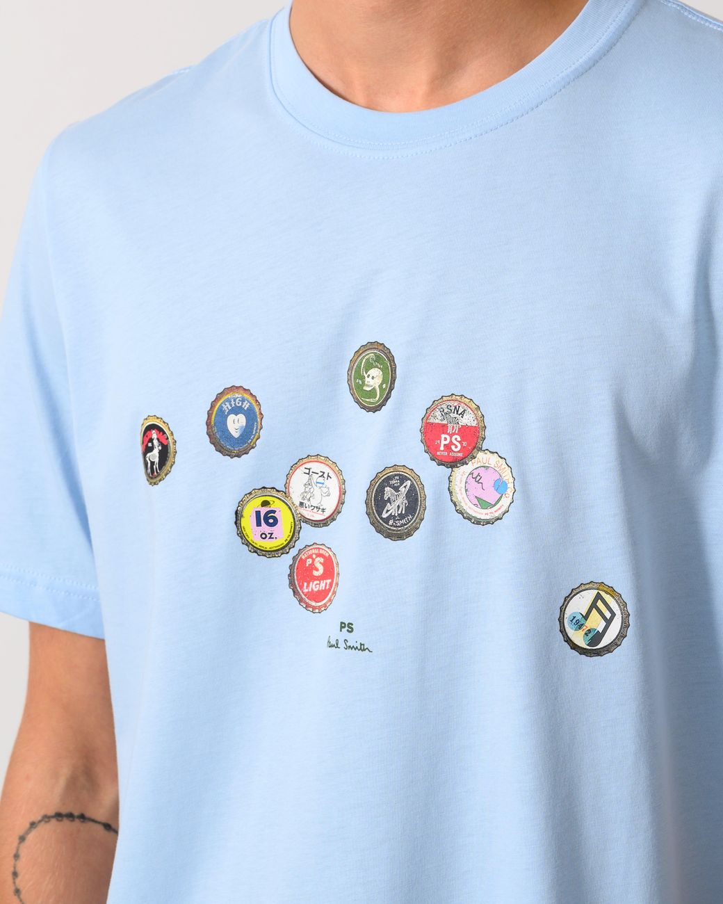 Paul Smith Blue Ps Regular Fit Bottle Tops Graphic T-Shirt for men