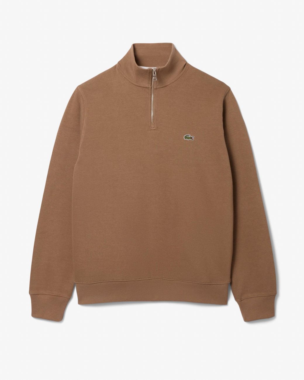 Lacoste Brown Zippered Stand-Up Collar Cotton Sweatshirt for men